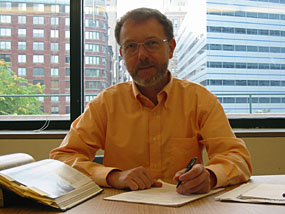 In the Davis Library at St. John's University, Manhattan campus